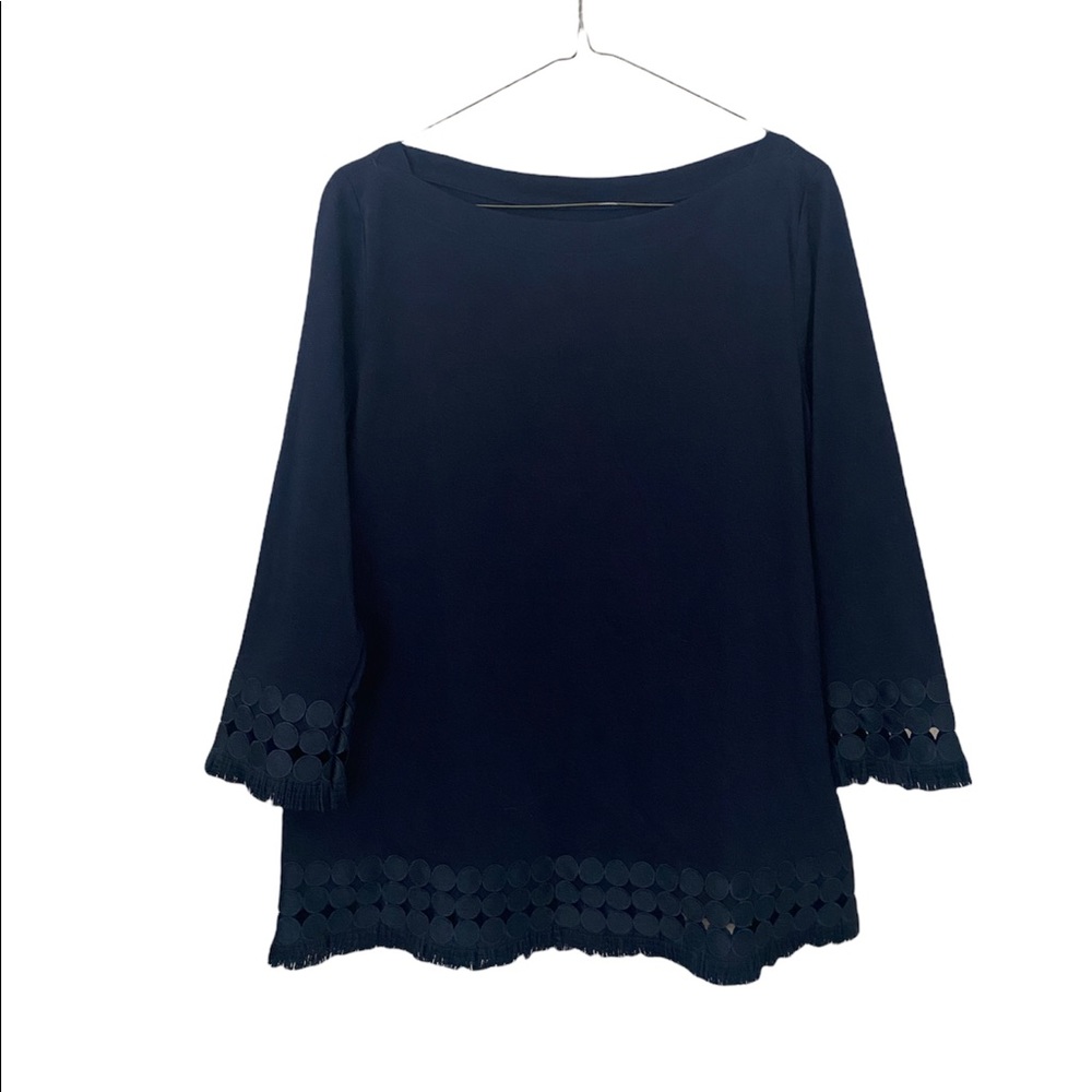 Talbots navy blue boat neck top